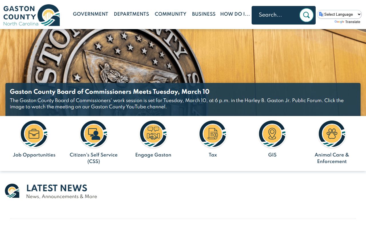 Gaston County government website with court record resources for Gastonia