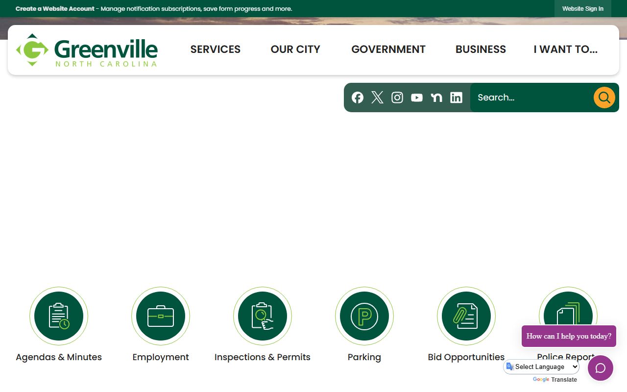 City of Greenville official website for municipal services