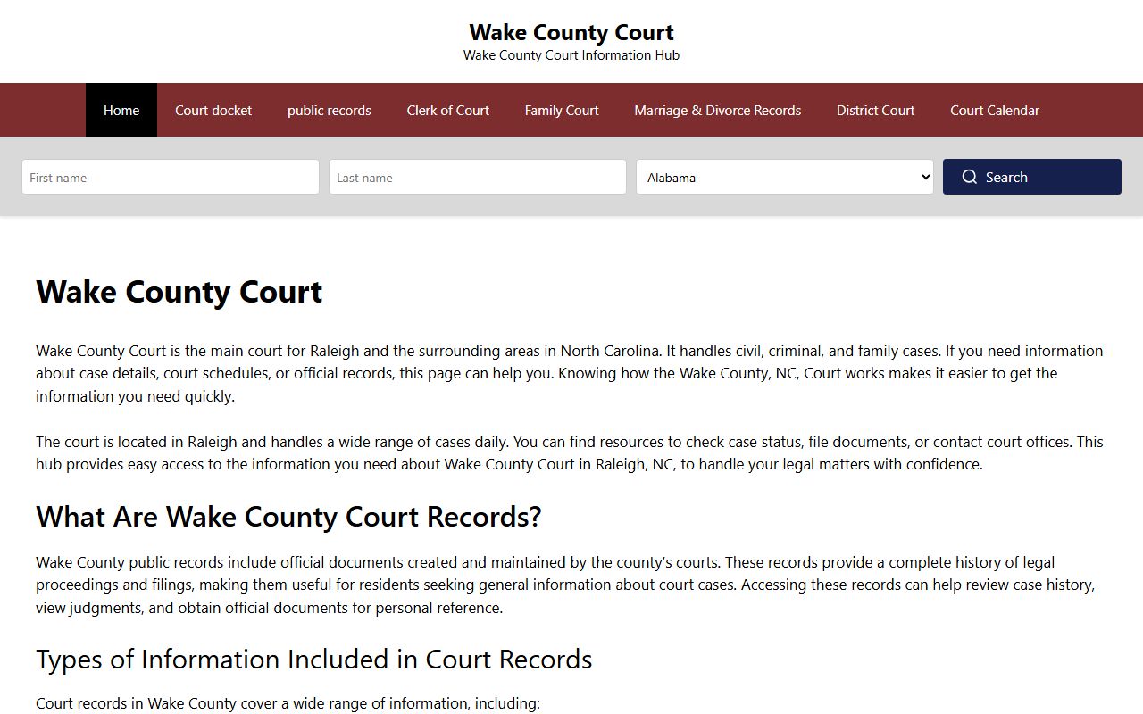 Raleigh civil court records through Wake County portal