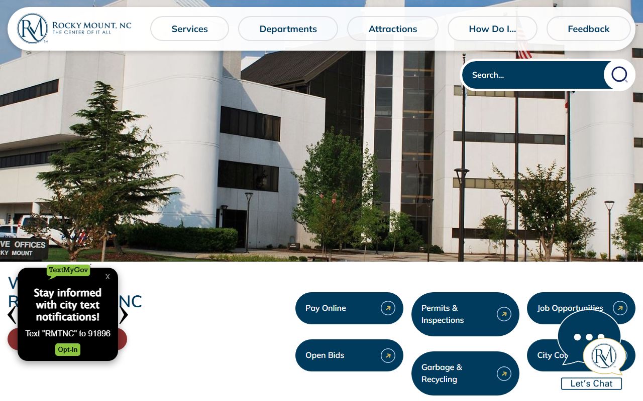 City of Rocky Mount official website for municipal services