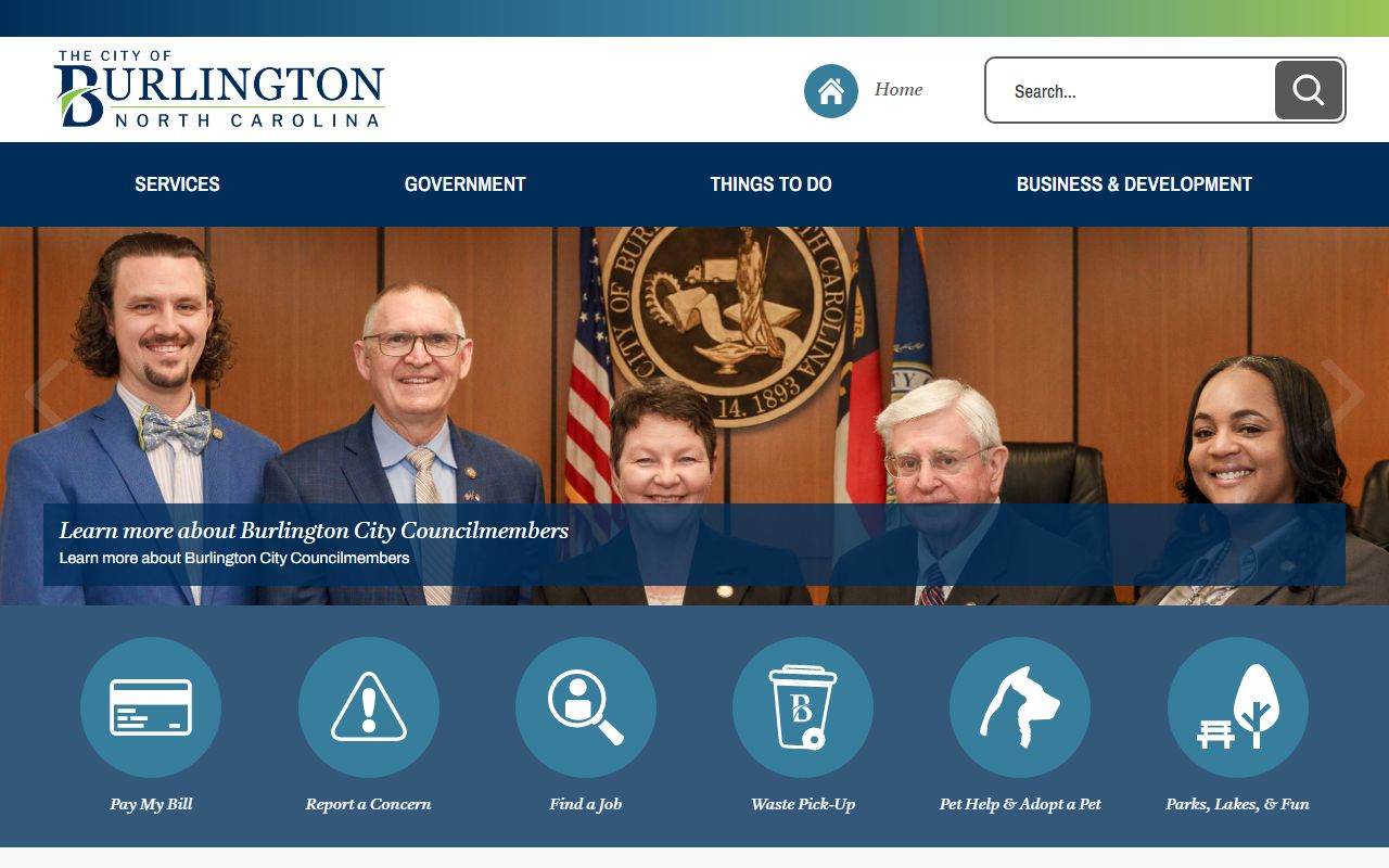 City of Burlington official website directing residents to Alamance County civil court records resources
