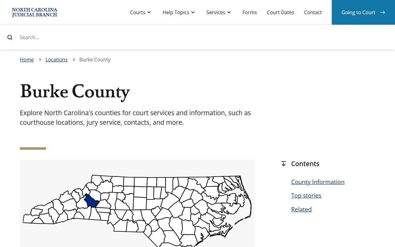 Burke County NC Judicial Branch page for civil court records and court services in Morganton North Carolina