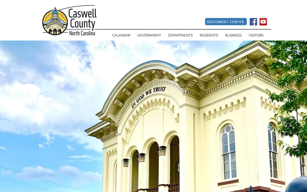 Caswell County government website with links to civil court records and county services in North Carolina