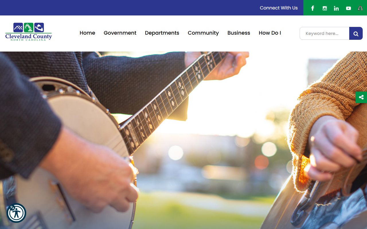 Cleveland County government website with links to civil court records and public services in Shelby North Carolina