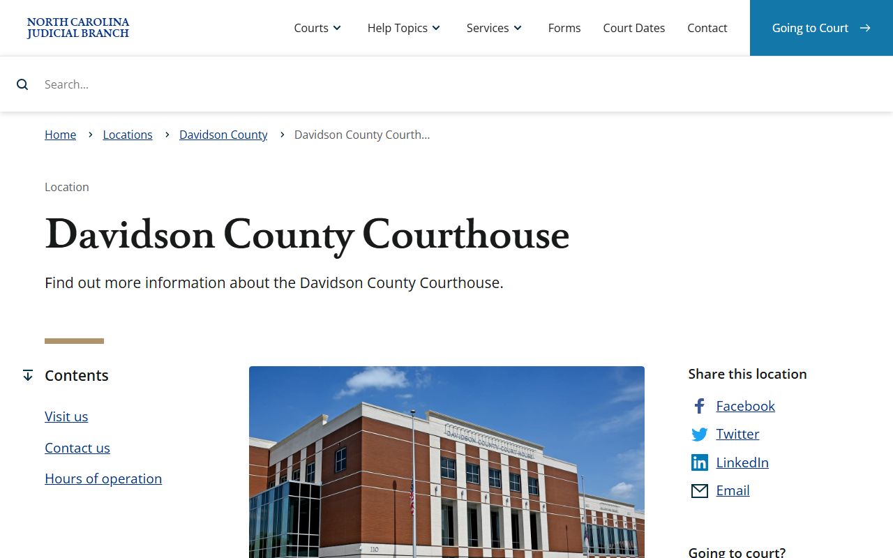 Davidson County Courthouse where civil court records are maintained