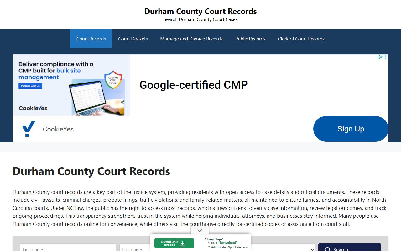 Durham County Courts portal for civil court records access