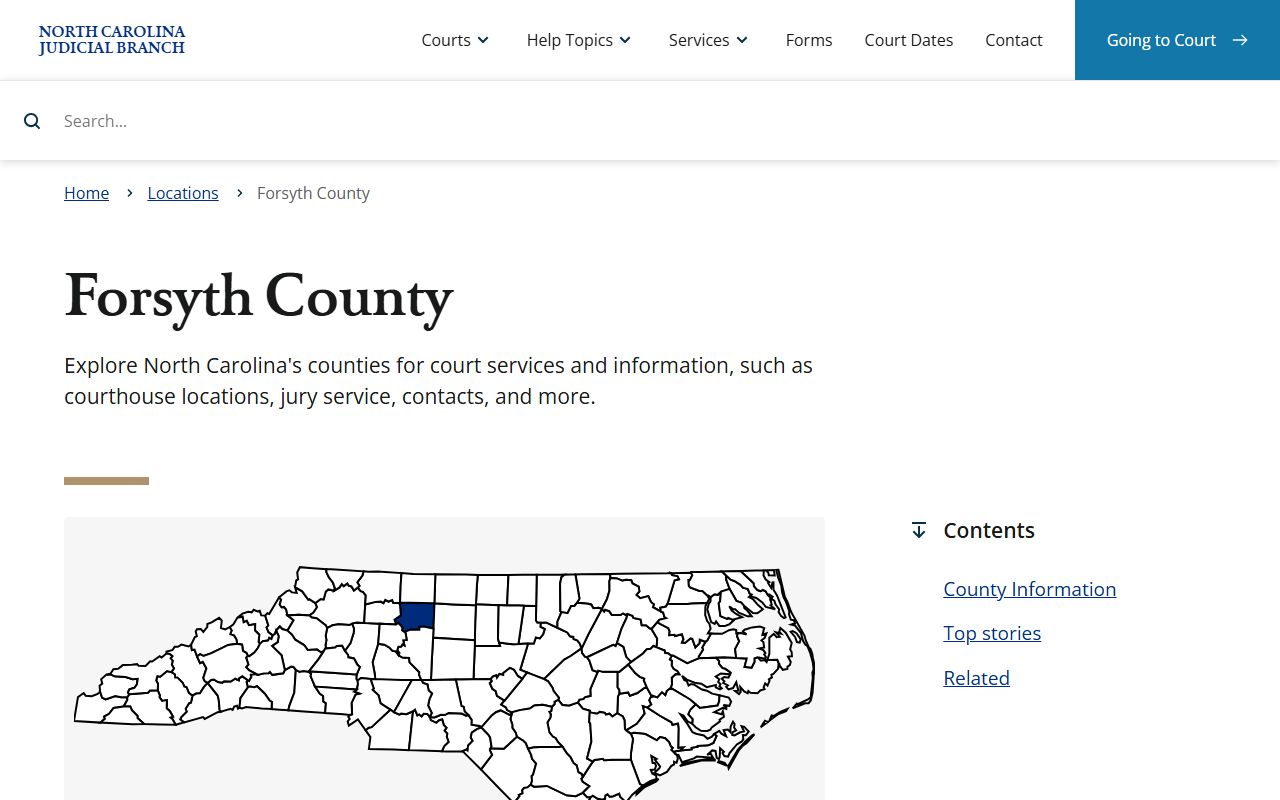 Forsyth County NC Judicial Branch page for civil court records