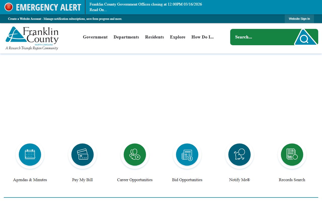 Franklin County government website with civil court records resources