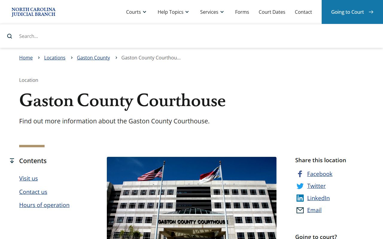 Gaston County Courthouse in Gastonia for civil court records access
