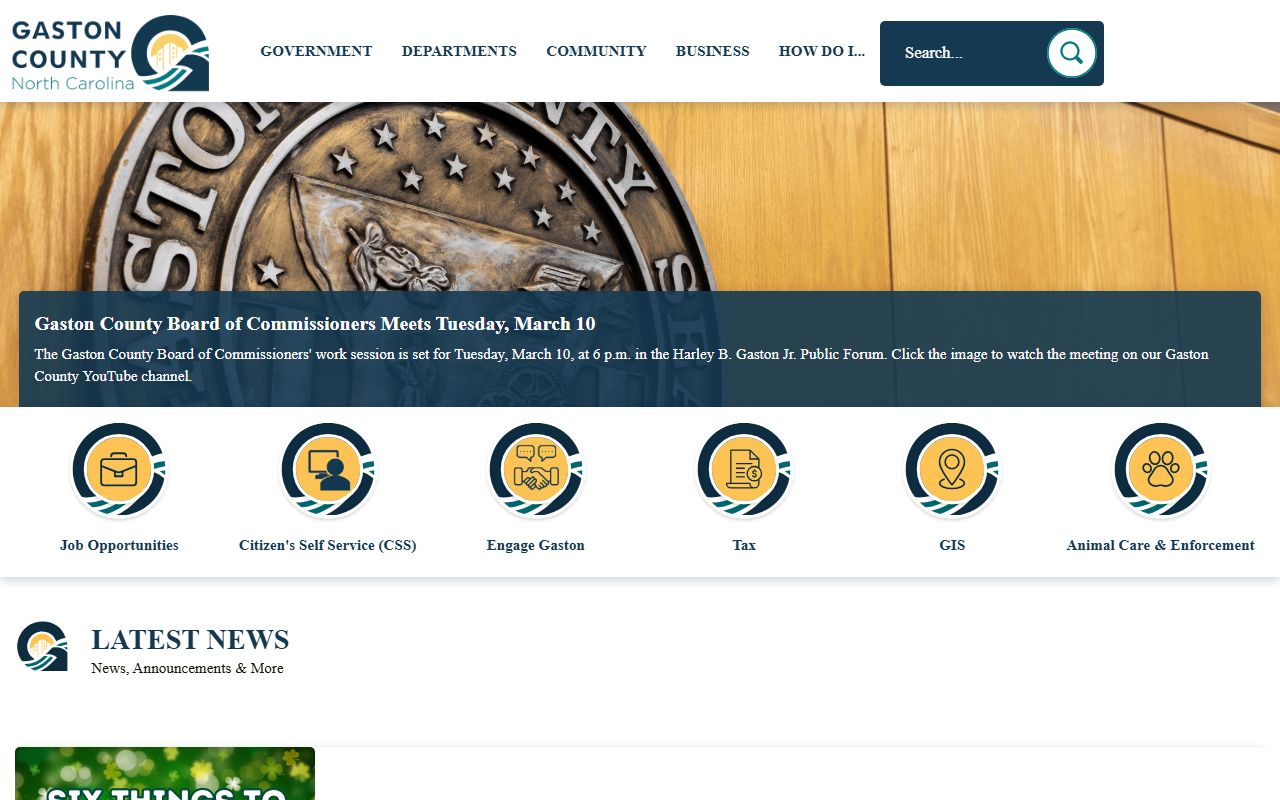 Gaston County government website with civil court records resources