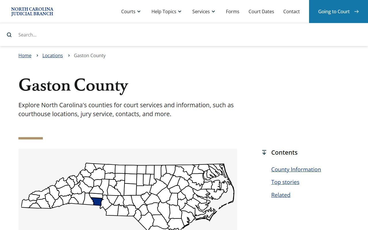 Gaston County NC Judicial Branch page for civil court records