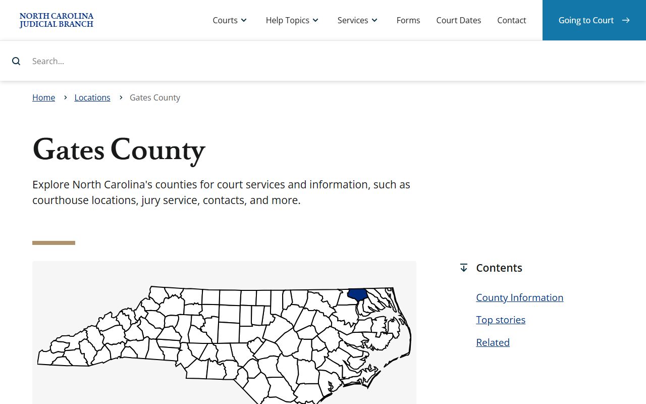 Gates County NC Judicial Branch page for civil court records