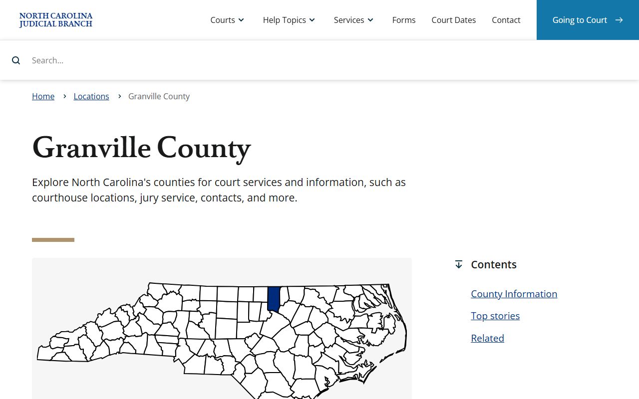 Granville County NC Judicial Branch page for civil court records