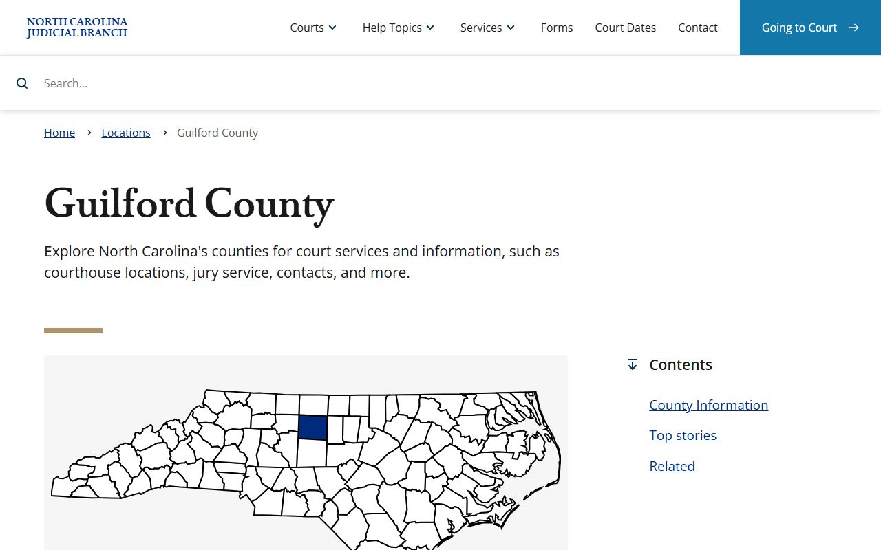 Guilford County NC Judicial Branch page for civil court records