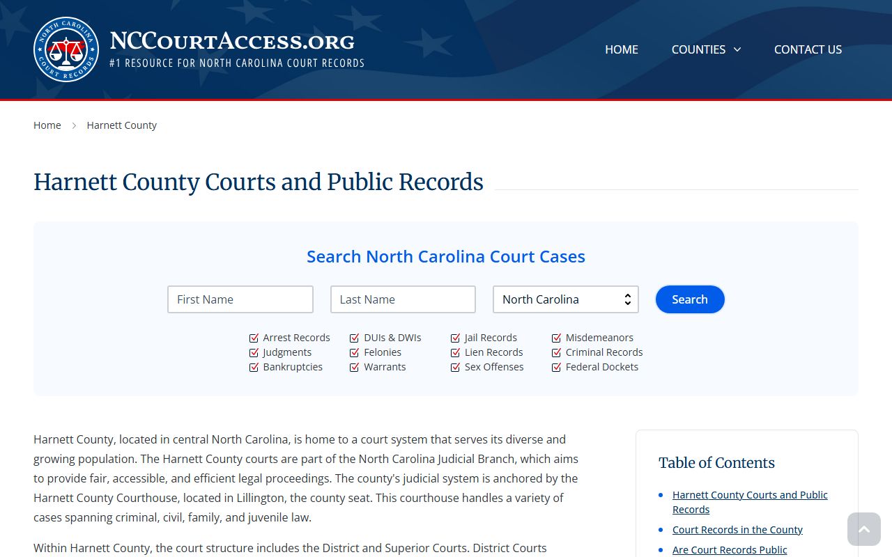 Harnett County civil court records search guide
