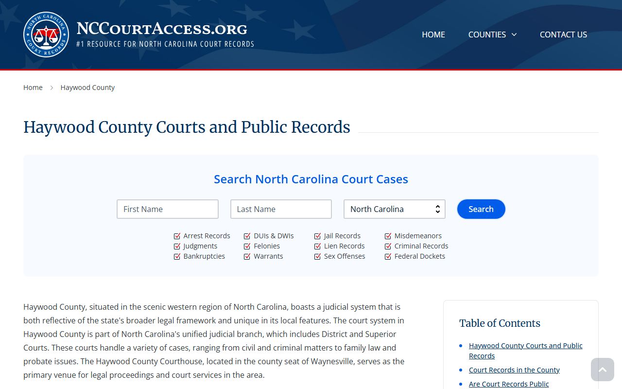 Haywood County civil court records access