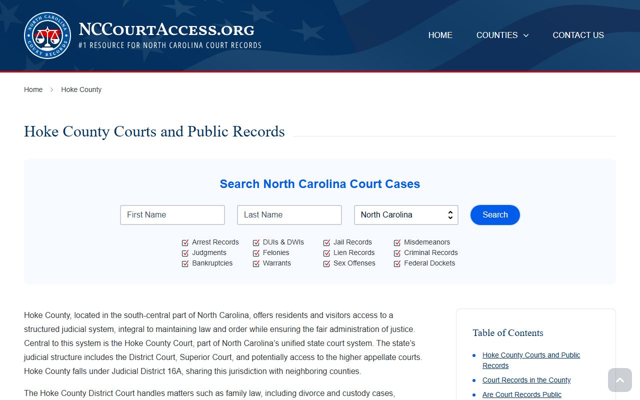 Hoke County civil court records access guide