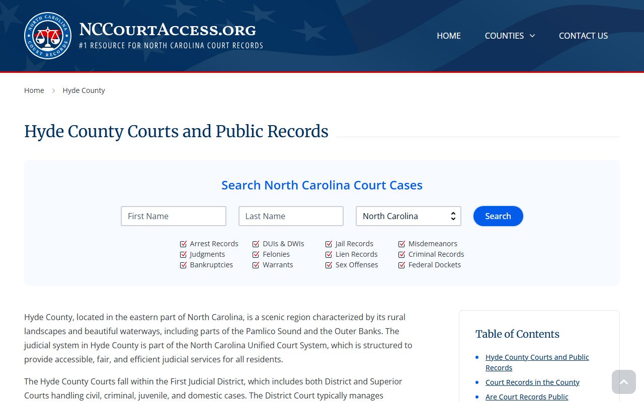 Hyde County civil court records search options