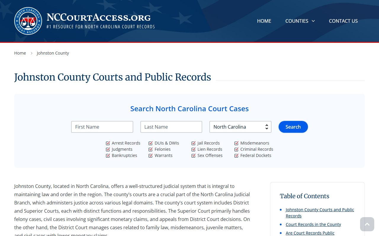 Johnston County civil court records access