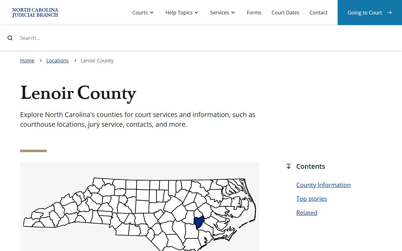 Lenoir County Clerk of Superior Court civil court records page on NC Judicial Branch website
