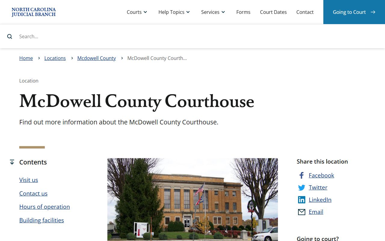 McDowell County Courthouse in Marion North Carolina for civil court records access