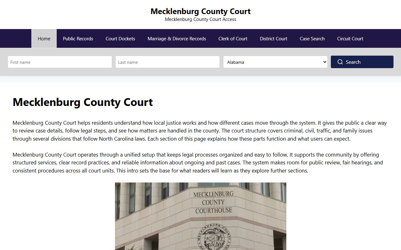 Charlotte civil court records search through Mecklenburg County