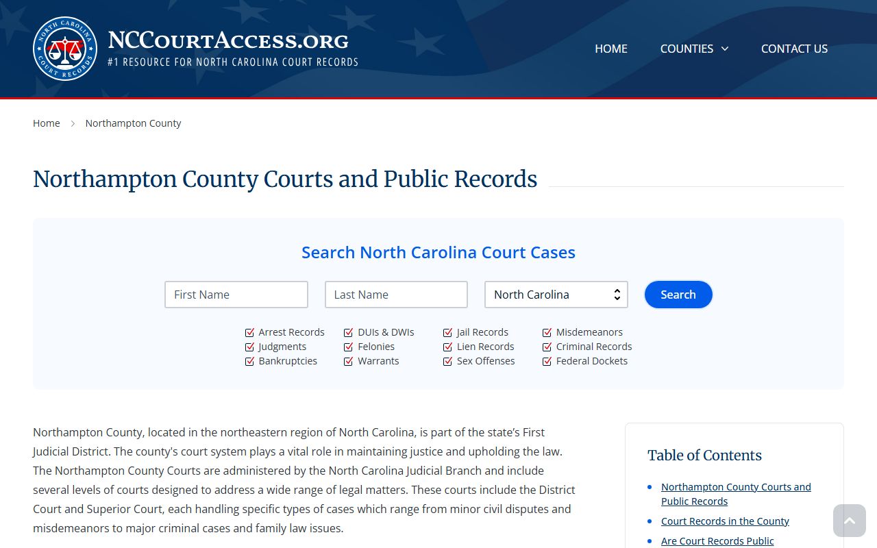 Northampton County civil court records access guide