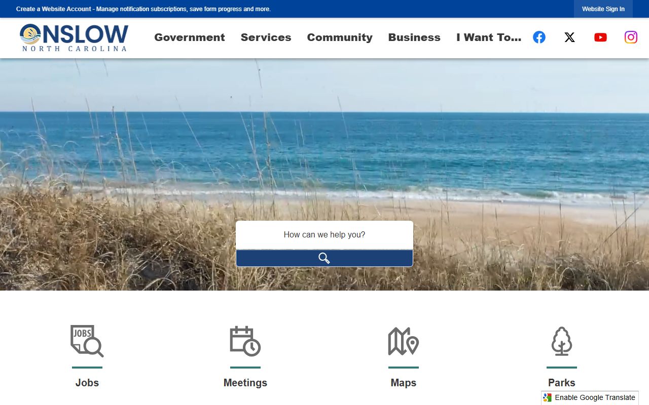 Onslow County government website civil court records