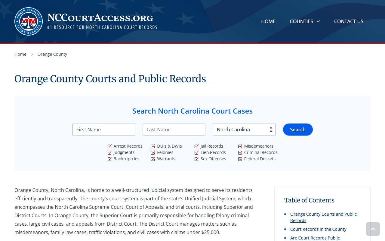 Orange County civil court records access guide