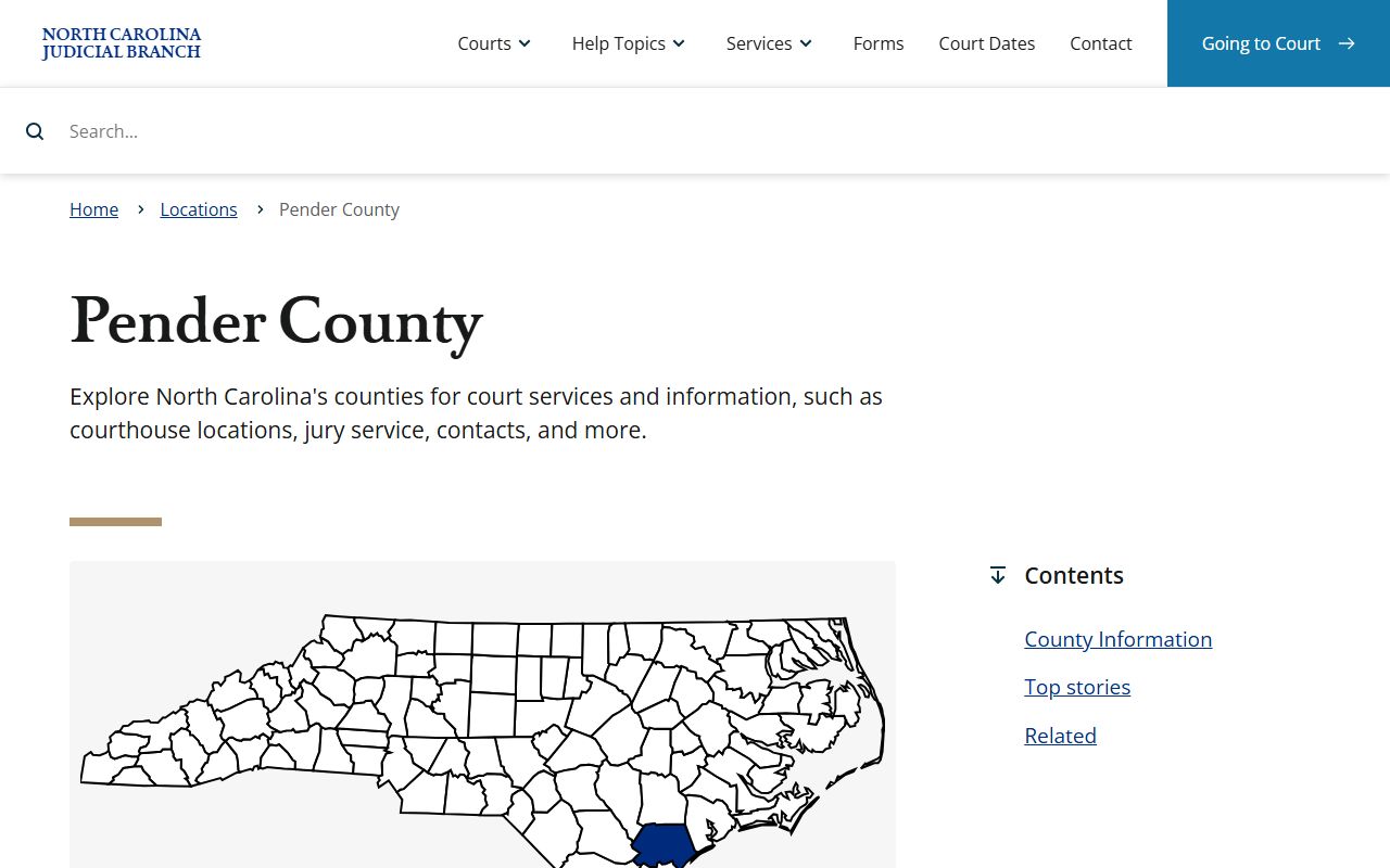 Pender County civil court records judicial branch page