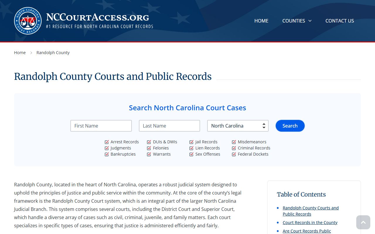 Randolph County civil court records access guide