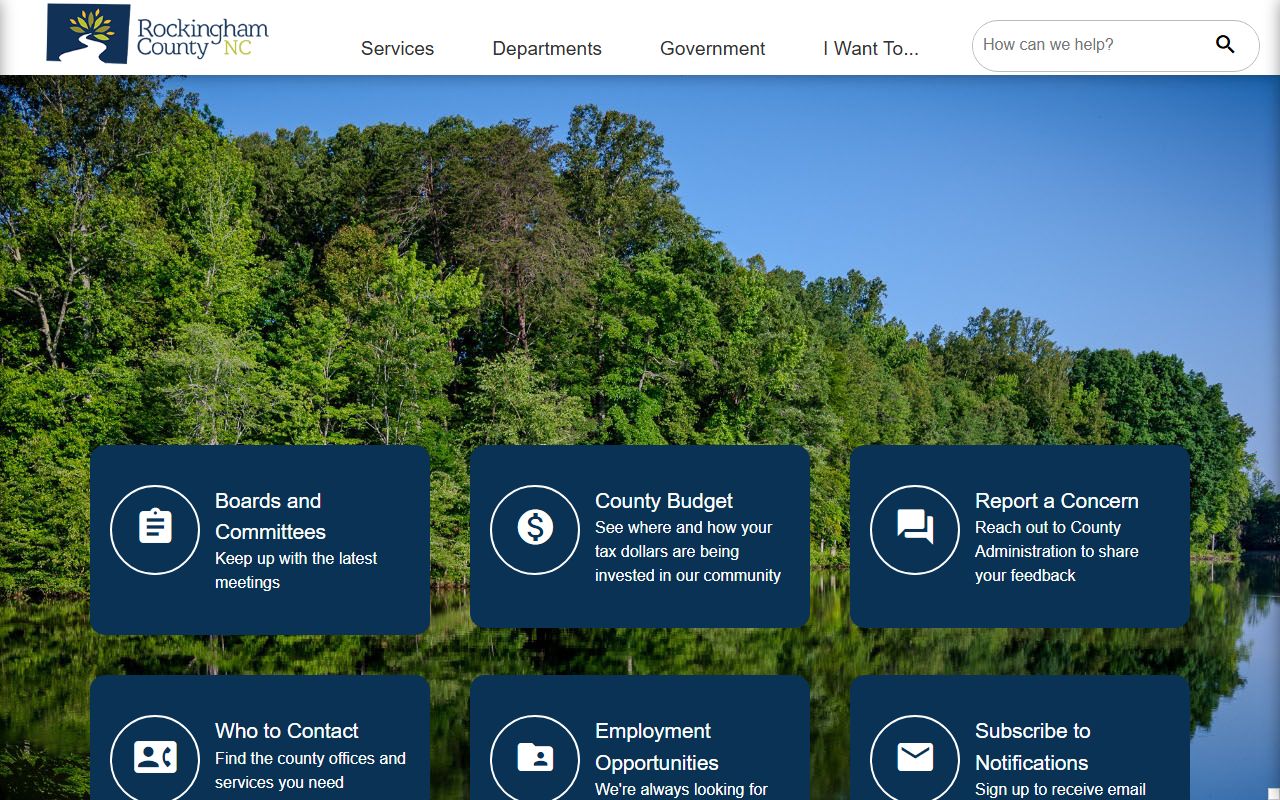 Rockingham County Government website linking to civil court records and public services