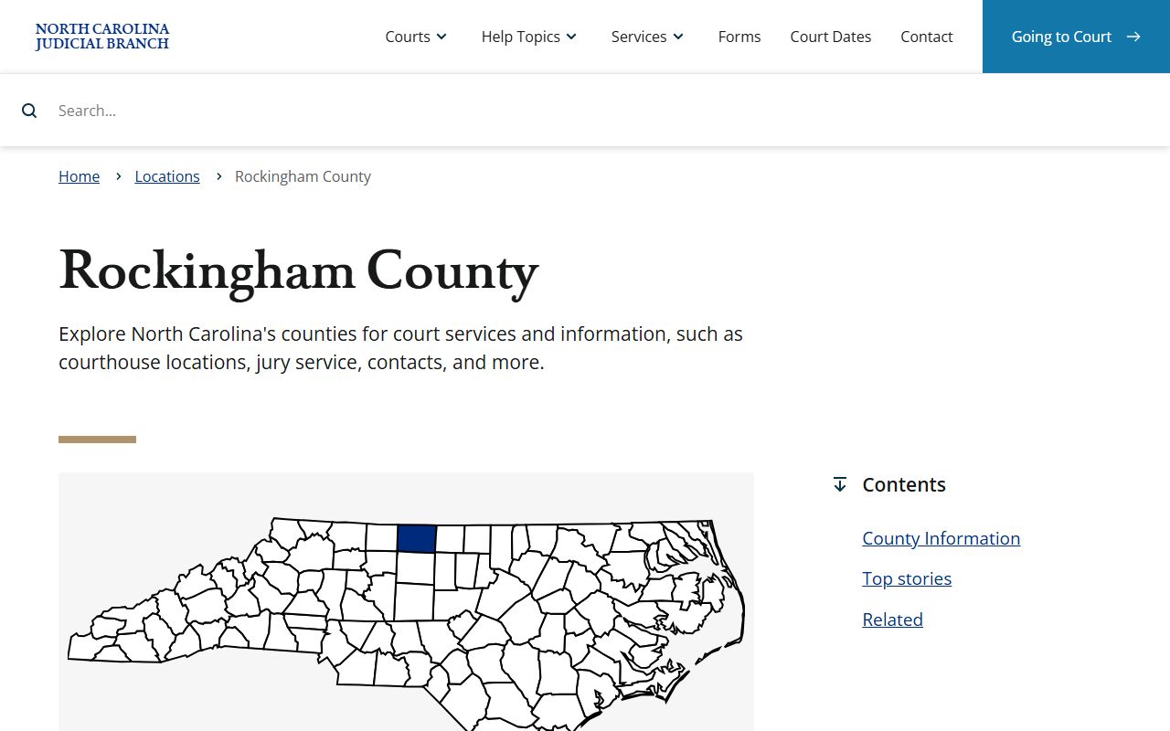 Rockingham County NC Judicial Branch page for civil court records in Wentworth North Carolina