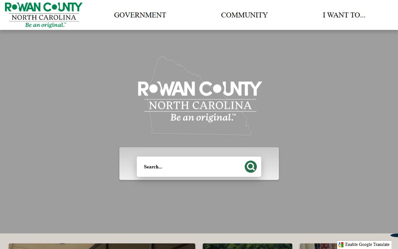 Rowan County Government website with links to civil court records and public services