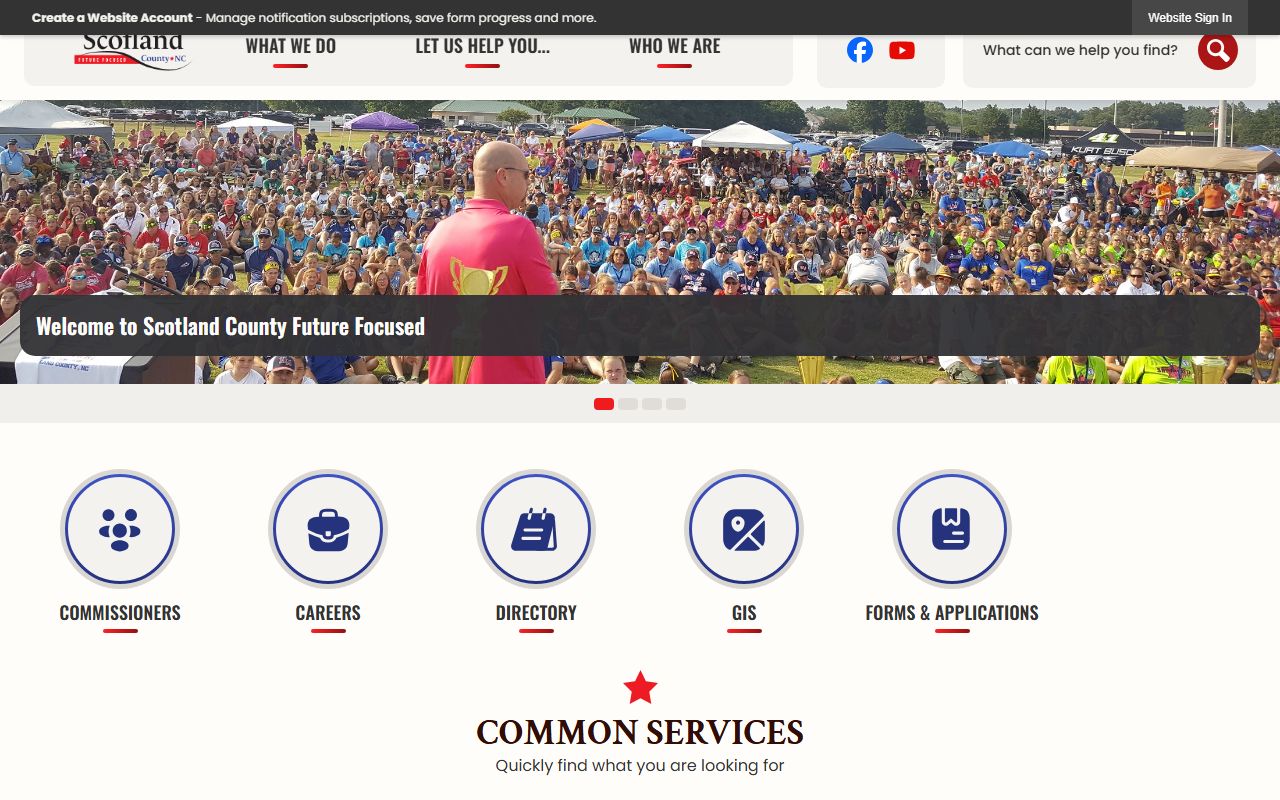 Scotland County Government website with links to civil court records services