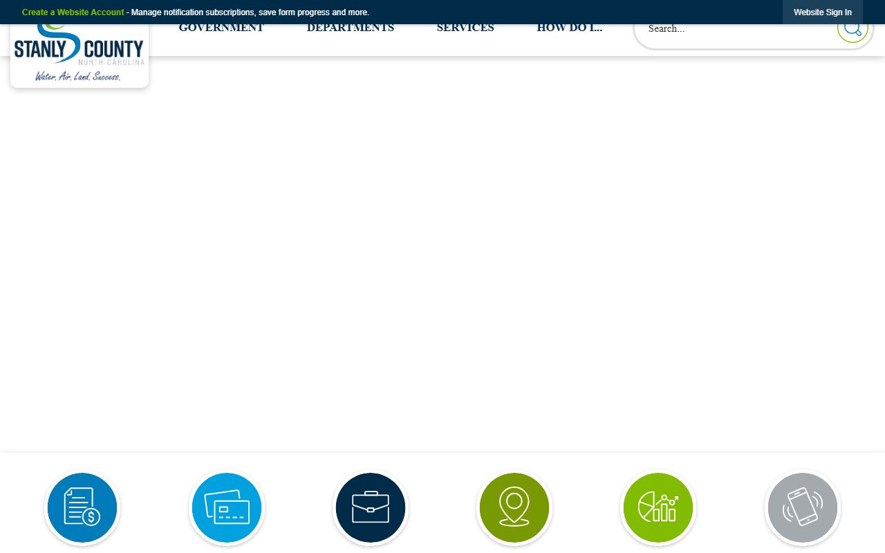 Stanly County Government website with links to civil court records and services