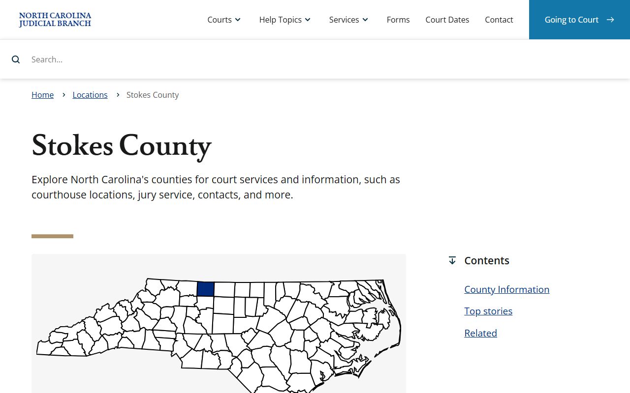 Stokes County NC Judicial Branch page for civil court records