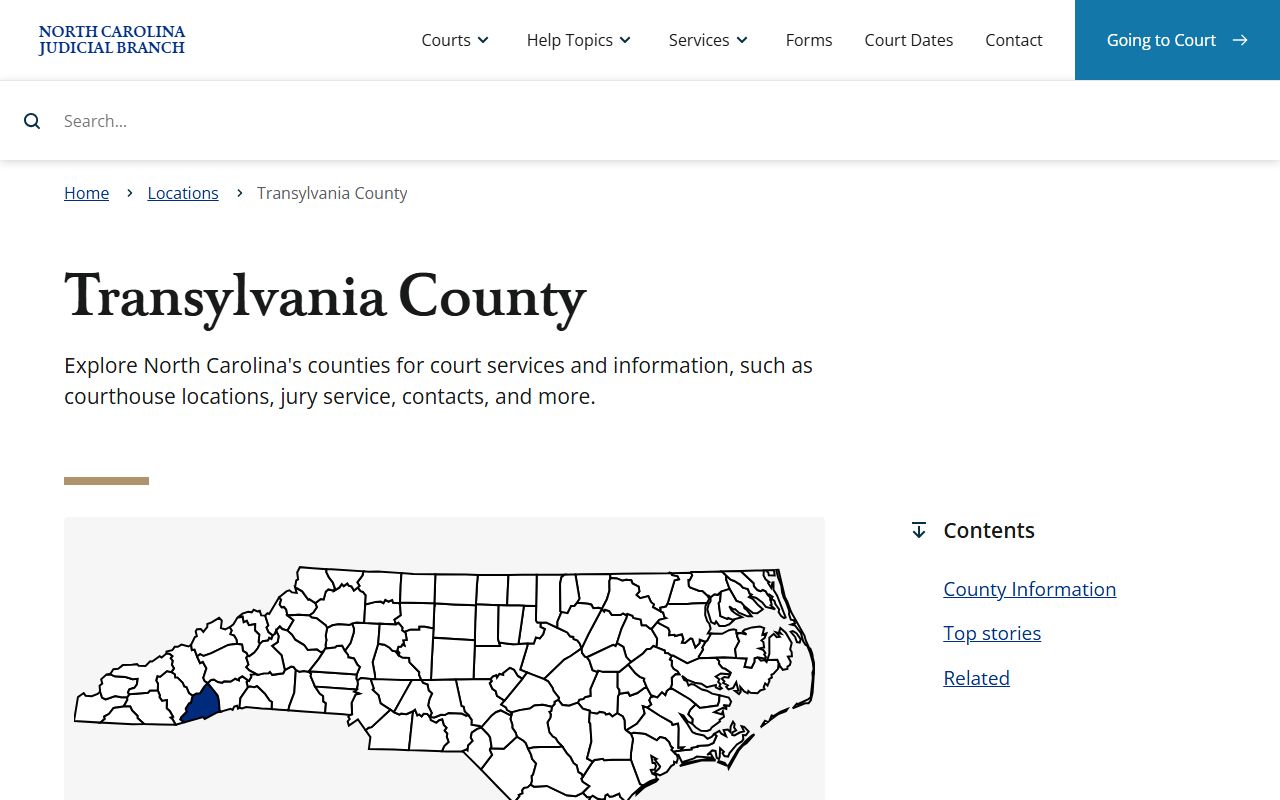 Transylvania County NC Judicial Branch page for civil court records