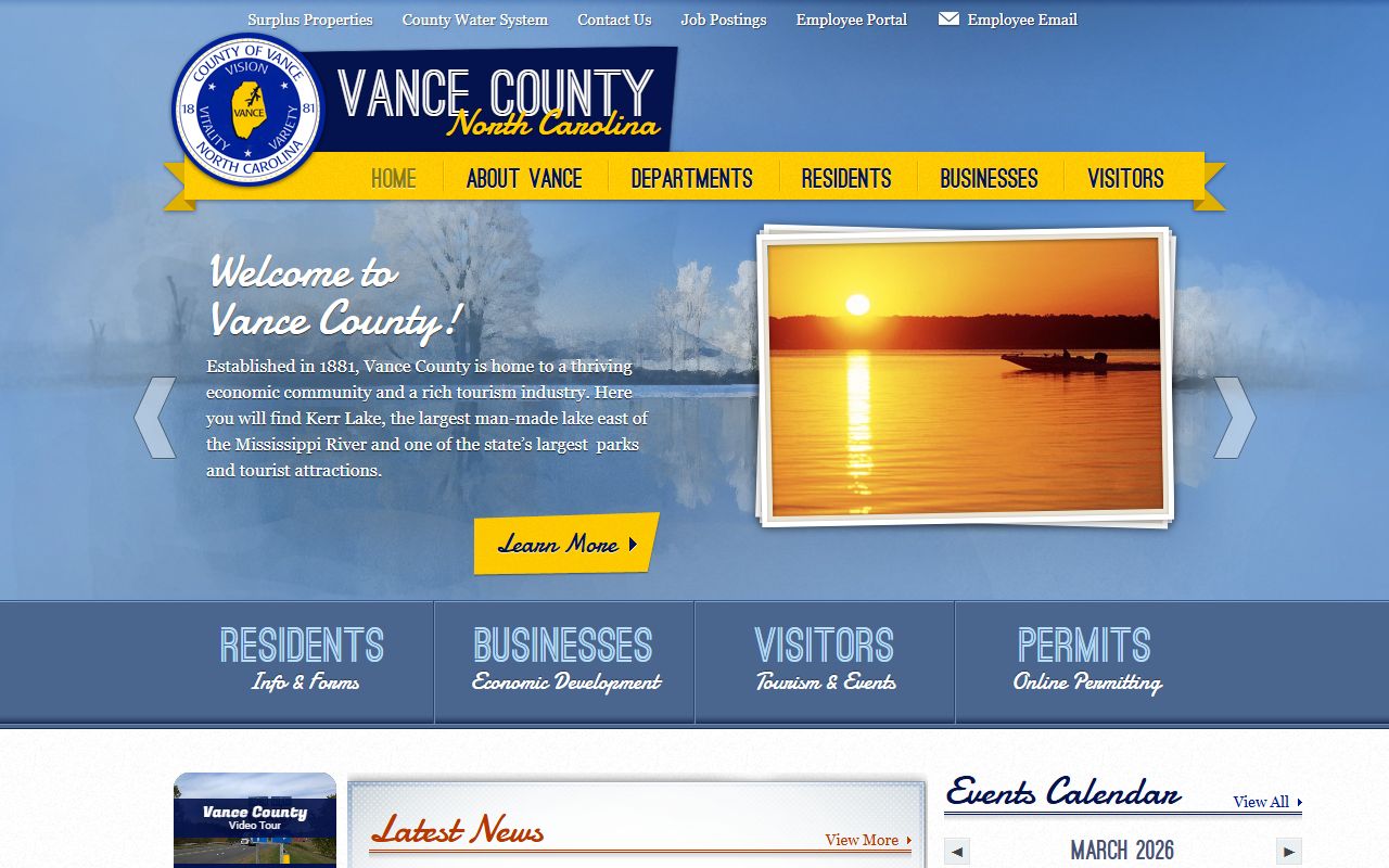 Vance County government website with links to civil court records and local services