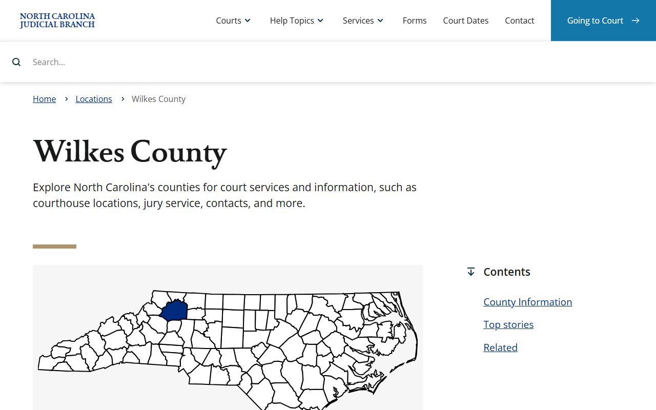Wilkes County NC Judicial Branch page for civil court records in Wilkesboro North Carolina