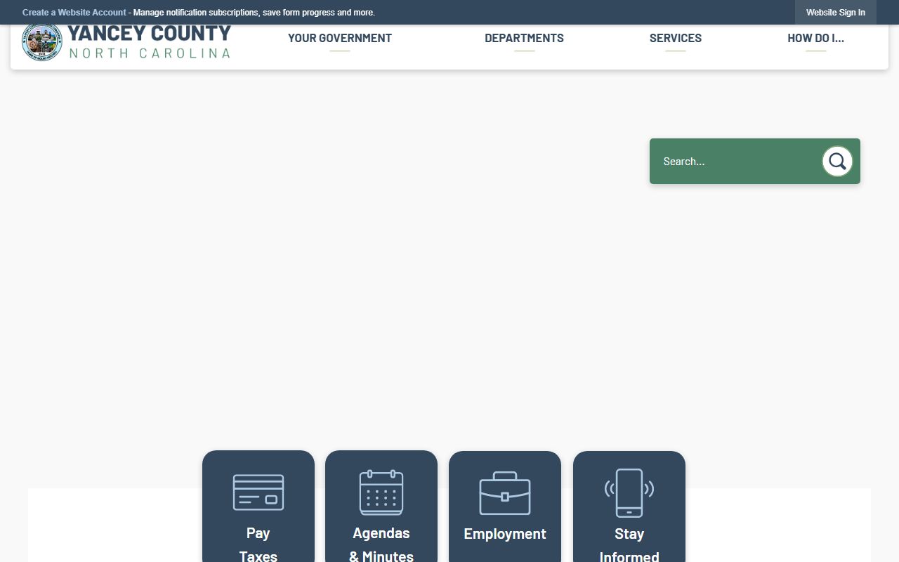 Yancey County government website with links to civil court records and local services