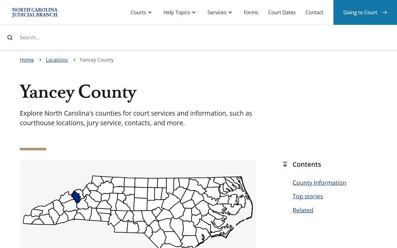 Yancey County NC Judicial Branch page for civil court records in Burnsville North Carolina