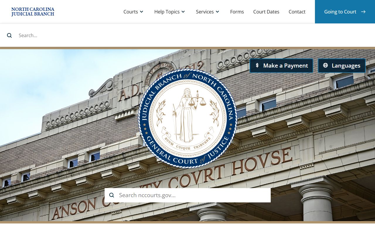 North Carolina Judicial Branch official website for civil court records access